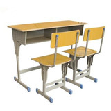 培训学校辅导班课桌椅厂家批发升降单人双人包边板方凳靠背中小学