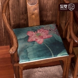 旧餐椅垫官帽加厚椅垫罗灵 荷花新中式坐垫 复古红木沙发椅垫 怀