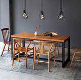全实木餐桌椅组合长方形西餐厅吃饭桌子咖啡厅洽谈桌北欧铁艺餐桌