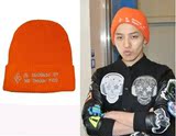 专柜正品代购2015秋冬权志龙bigbang明星同款橙色针织毛线冷帽子