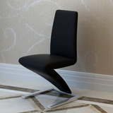加能量时尚美人鱼餐椅2张 不锈钢创意餐椅 鳄鱼纹皮椅子黑白色