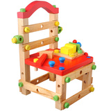 正版拆装鲁班椅 螺母组合拼装玩具椅 动手装小椅子小木匠仿真玩具