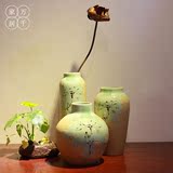 新中式禅意荷花陶瓷花瓶摆件办公室客厅玄关茶室博古架花插花器