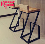 创意美式实木做旧铁艺酒吧椅吧椅复古高脚椅子吧台凳子咖啡休闲椅