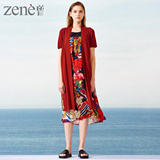 ZENE原创设计2016春装新款薄款短袖中长款毛衣开衫女长款外套
