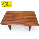 艾禧 实木餐桌现代中式胡桃木色长方形饭桌简约小户型餐桌椅组合