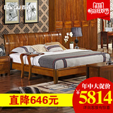 百谷 实木床 1.8米双人床 卧房简约现代中式高端柚木实木家具S82