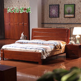 实木床 榆木床 高箱床双人床 中式气压床婚床1.5米1.8米 特价包邮
