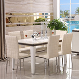 大理石餐桌椅组合套装 简约现代 长方形饭桌 不锈钢餐台特价组合