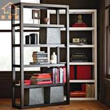美式落地书橱实木书柜置物墙壁创意木匠搁板组装架隔断柜书架简易