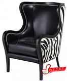 老虎椅实木单人沙发斑马皮布美式沙发客厅别墅咖啡高背椅家具新款