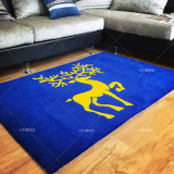 手工加厚北欧民族风麋鹿图案时尚潮流地毯客厅茶几卧室地毯床边蓝