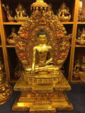 尼泊尔发货 精品紫铜鎏金带法座带背光释迦牟尼佛像精细做工1米高