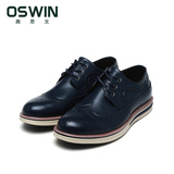 OSWIN/正品专柜正品休闲男鞋布洛克新款雕花英伦圆头青年商务鞋