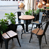 美式复古咖啡厅圆桌 奶茶店甜品店餐厅桌椅 现代简约方桌椅组合