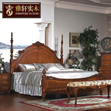 特价美式家具卧室套装 实木双人床1.8米欧式复古雕花柱子床公主床