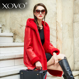 XOVO冬新款欧洲站羊皮毛一体大衣海宁女士皮草外套中长款真皮皮衣