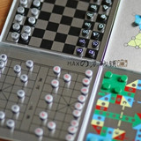 包邮便携式旅行井字游戏国际象棋跳棋飞行棋六合一口袋组合棋套装