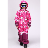男女童儿童连体滑雪服 三层保暖防雨 户外冲锋衣防寒服抗零下30度