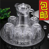 玻璃杯子茶杯透明水杯水具茶具水壶套装带沥水盘杯架加厚耐热包邮
