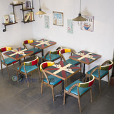 定制咖啡厅桌椅 美式复古loft工业风 主题餐厅西餐茶餐厅桌椅组合