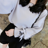 2016春季新款女装韩版时尚甜美蝴蝶结袖宽松显瘦雪纺衫上衣女学生