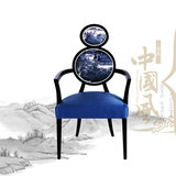 新中式家具现代中式餐椅 扶手椅休闲椅形象椅 酒店会所实木接待椅