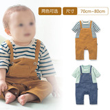 千趣会  BABY婴儿男背带裤风七分袖纯棉连体衣  B54729
