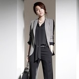 2016春装新款女装韩版 OL通勤修身显瘦中长款小西装外套 大码西服