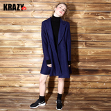 Krazy 优雅的伞裙大衣 厚实羊毛呢中长款收腰大裙摆外套大衣 6966