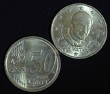 东门收藏 梵蒂冈2010年50欧分硬币 教宗本笃十六世供配套与收藏用