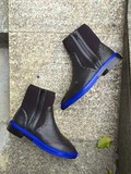 香港代购欧美奢侈品英伦帅气切尔西短靴侧拉链蓝色底机车靴女靴子