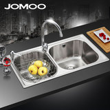 jomoo九牧水槽套餐SUS304不锈钢洗菜盆双槽加厚厨房水池水盆02082