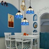 欧式简约蒂凡尼餐厅吊灯三头客厅卧室创意个性玻璃灯罩地中海灯具