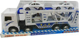 拖车玩具 惯性汽车 双层运输车 警车大号 工程车平板卡车含4小车