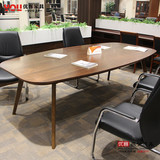 高档2.4米椭圆形会议桌油漆实木时尚简约现代办公家具上海可定制