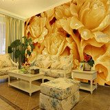 中式3d立体浮雕墙纸大型壁画客厅卧室沙发电视背景墙壁纸玉雕花卉