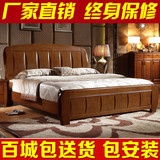 全实木床 双人床现代中式家具1.8米储物高箱床1.5m高端纯橡胶木床