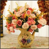 欧式仿真花玫瑰大朵假花套装家居室内客厅装饰花茶几餐桌摆设绢花