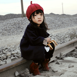 韩版冬装儿童上衣保暖斗篷衫 中长款女童羊毛呢风衣外套潮1-3-5-7