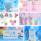 摆桌字母卡片宝宝百天周岁生日布置装饰用品儿童派对蛋糕插牌道具