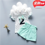 女童夏装套装儿童圆领短袖两件套甜美可爱潮童装1-3岁女宝宝衣服