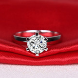 超白莫桑石戒指18K白金结婚六爪钻戒女款钻石戒个性来图珠宝订制