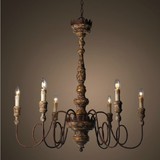 设计师的灯美式木头复古北欧创意个性客厅工程别墅雕刻木艺吊灯