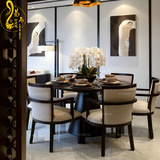 新中式餐桌椅组合 别墅餐椅 样板房样板间餐厅餐桌椅 实木家具