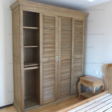 出口欧式法式美式复古卧室家具橡木四门移门大衣柜 定做实木衣橱