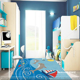 特价儿童蓝色海洋地毯海豚帆船腈纶手工环保爬行地毯卧室客厅床边