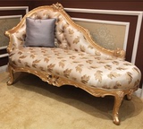 欧式实木雕花贵妃椅新古典金箔复古美人榻大小户型客厅沙发椅定制