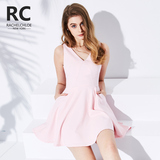 （活动不支持退换）RC瑞可儿粉色蓬蓬裙连衣裙夏季V领裙子