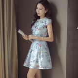 ATAR2016春夏新款女装韩版时尚短款连衣裙娃娃领修身显瘦连衣裙潮